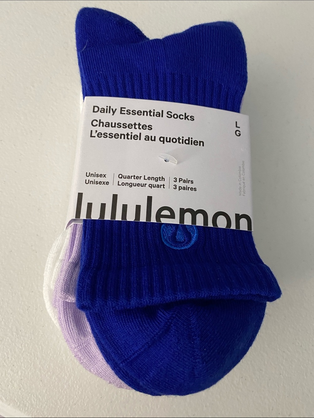 Lululemon - Daily Essential Socks - Quarter-Length - 3 Pack - Size L - NWT